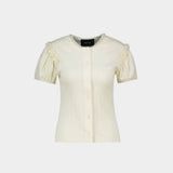 Pointelle Puff Sleeve Cardigan - Simone Rocha - Synthetic - Ivory