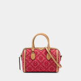 T-Monogram Petite Barrel Shopper Bag - Tory Burch - Cotton - Red