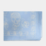 Ca Skull Scarf - Alexander McQueen - Silk - Blue