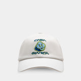 Blue Smiley Cap - Casablanca - Cotton - White