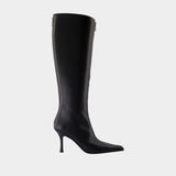 Vera 85mm Knee High Zip Boots - Alexander Wang - Leather - Black
