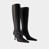 Vera 85mm Knee High Zip Boots - Alexander Wang - Leather - Black
