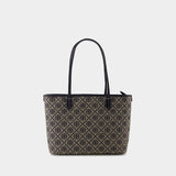 T Monogram Small Shopper Bag - Tory Burch - Cotton - Tory Navy