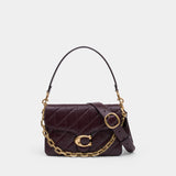 Quilted Glazed Tabby With Chain Shoulder Bag - Coach - Leather - Burgundy