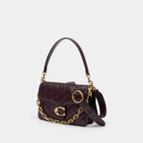 Quilted Glazed Tabby With Chain Shoulder Bag - Coach - Leather - Burgundy
