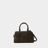 T-Monogram Mini Barrel Bag - Tory Burch - Cotton - Brown