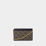 T-Monogram Envelope Wallet On Chain - Tory Burch - Cotton - Blue