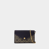 T-Monogram Envelope Wallet On Chain - Tory Burch - Cotton - Blue