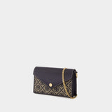 T-Monogram Envelope Wallet On Chain - Tory Burch - Cotton - Blue