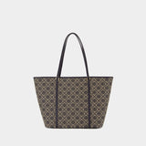 T-Monogram Shopper Bag - Tory Burch - Cotton - Blue