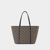 T-Monogram Shopper Bag - Tory Burch - Cotton - Blue