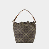 T-Monogram Oversized Shoulder Bag - Tory Burch - Cotton - Blue