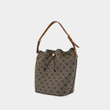 T-Monogram Oversized Shoulder Bag - Tory Burch - Cotton - Blue