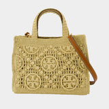 T-Monogram shopping bag - Tory Burch - Raffia - Green