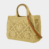 T-Monogram shopping bag - Tory Burch - Raffia - Green
