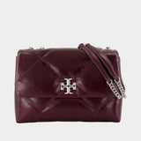 Kira Diamond Convertible Shoulder Bag - Tory Burch - Leather - Burgundy