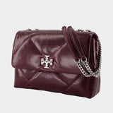 Kira Diamond Convertible Shoulder Bag - Tory Burch - Leather - Burgundy