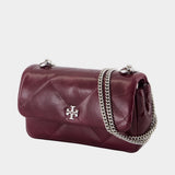 Kira Diamond Mini Flap Shoulder Bag - Tory Burch - Leather - Burgundy