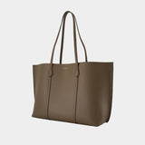 Perry Shopper Bag - Tory Burch - Leather - Khaki