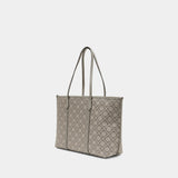 Perry T-Monogram Shopper Bag - Tory Burch - Cotton - Grey