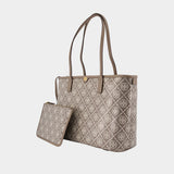 T-Monogram Small Zip Shopper Bag - Tory Burch - Leather - Ivory