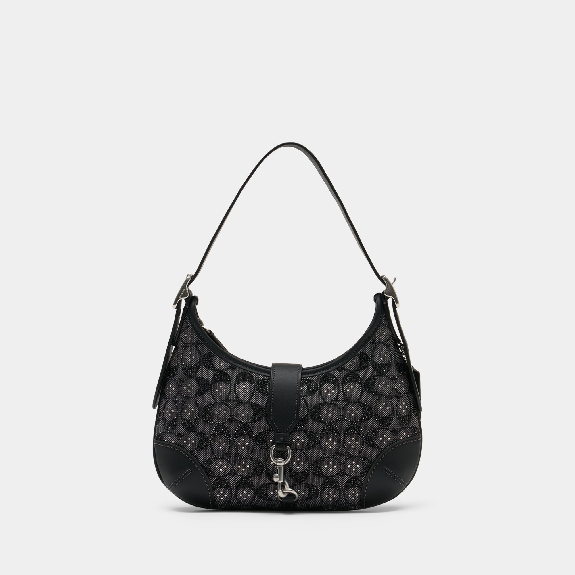 バッグ COACH Signature Hobo Shoulder Bag Black The Originals Crystal Signature Shoulder Bag - Coach - Leather - Black