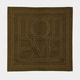Embroidered Monogram Scarf - TOTEME - Silk - Brown