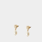 Moondance Pearl Drop Earrings - Tory Burch - Metal - Gold