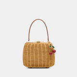Rattan Cherry Charm Mini Bag - SELF PORTRAIT - Rattan - Brown