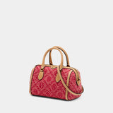 T-Monogram Petite Barrel Shopper Bag - Tory Burch - Cotton - Red