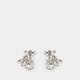 Multi Crystal Cluster Earrings - SELF PORTRAIT - Pearls - Silver