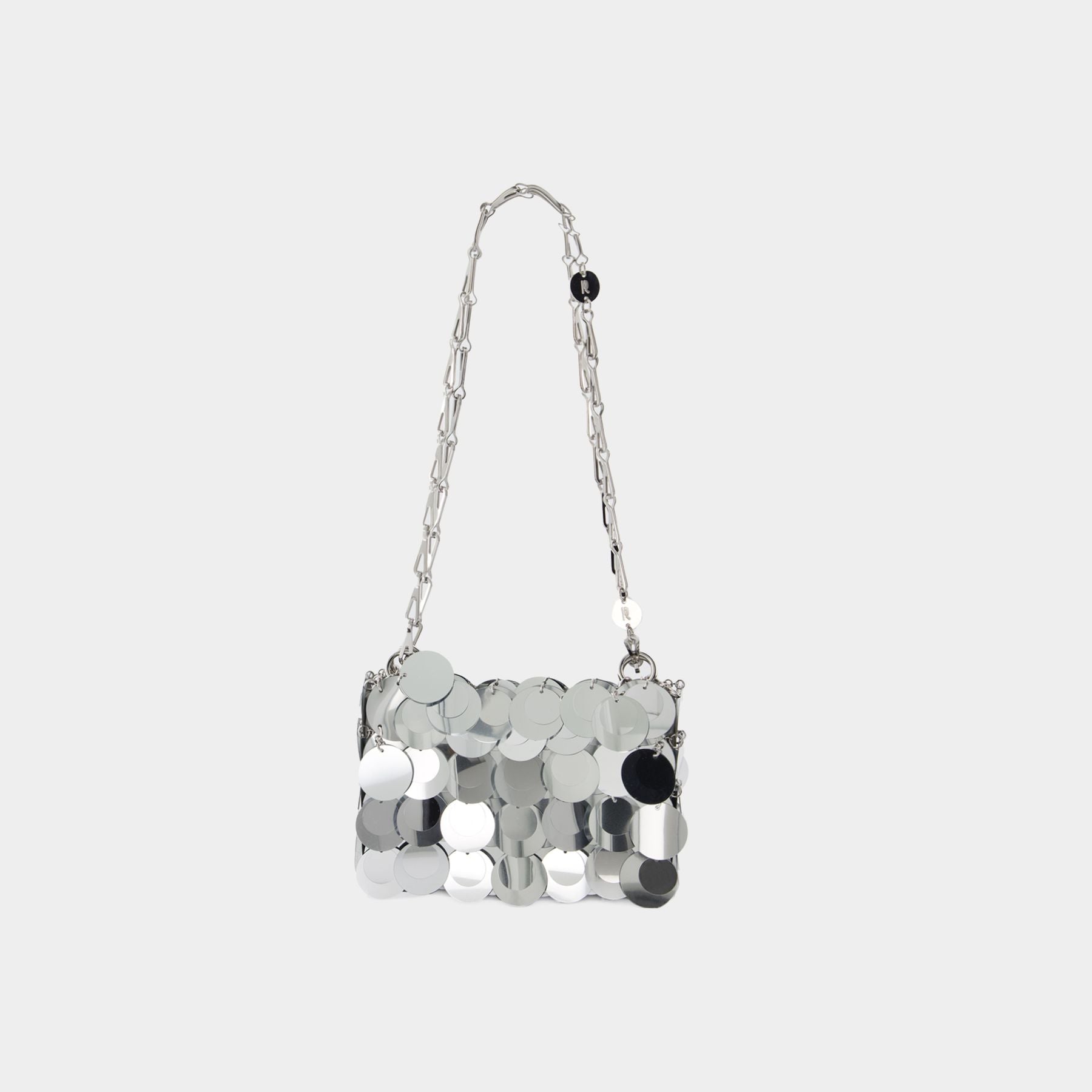 Paco Rabanne ミニショルダーバッグ　シルバー メタリック 人気上昇中《PACO RABANNE》MINI PIXEL メッシュバッグ (Rabanne