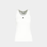 90's Rib T-Shirt - Courreges - Cotton - White