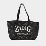 Monogram Book Tag Shopper Bag - Zadig & Voltaire - Synthetic - Black