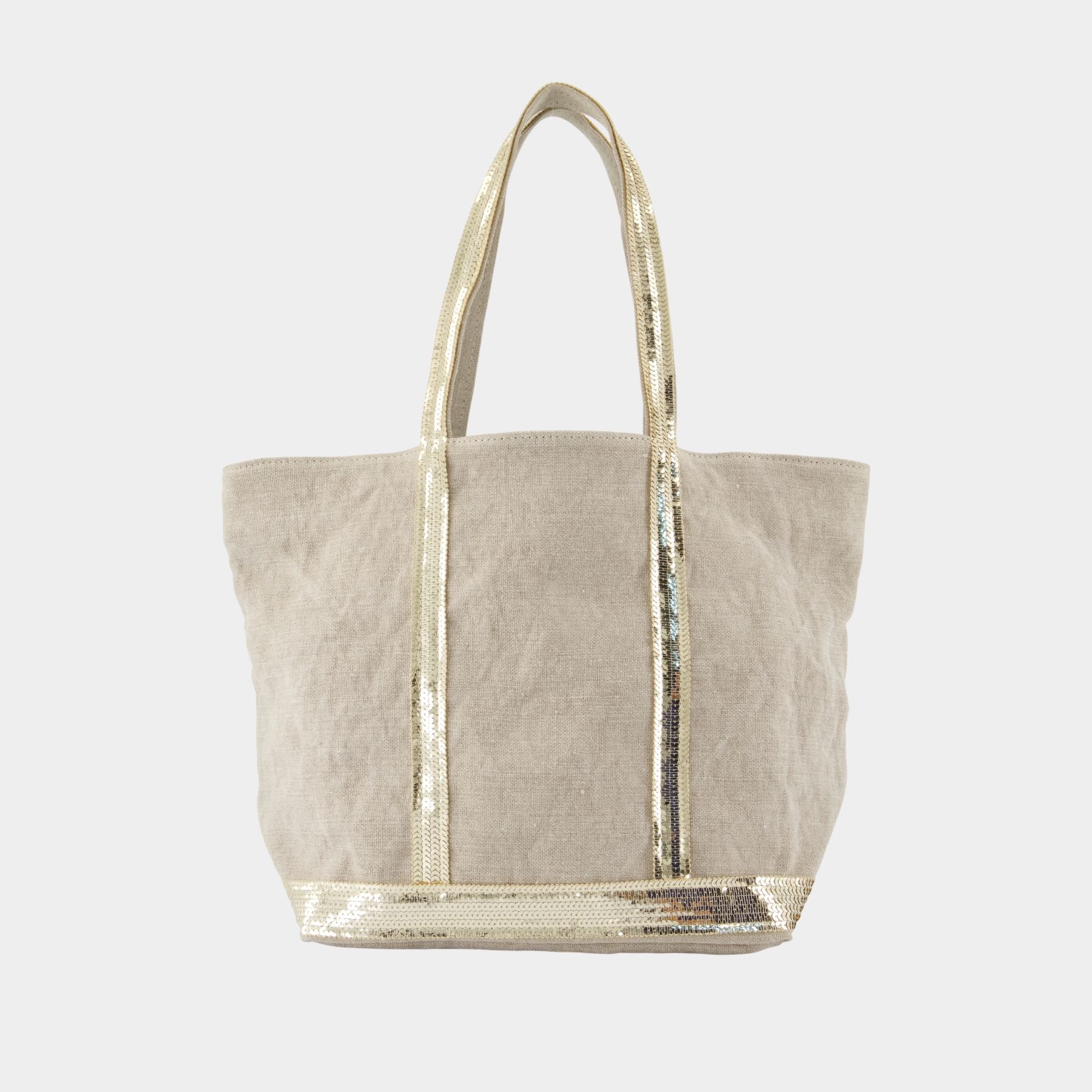 トートバッグ M Zippe Shopper Bag - Vanessa Bruno - Linen - Khaki 03W026433E.jpg