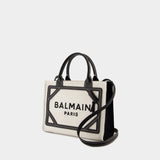 B-Army Small Shopper Bag - Balmain - Raffia - Neutral/Black