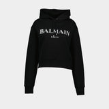 Vintage Print Hoodie - Balmain - Cotton - Black