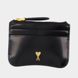 Paris Zip Cardholder - AMI Paris - Leather - Black