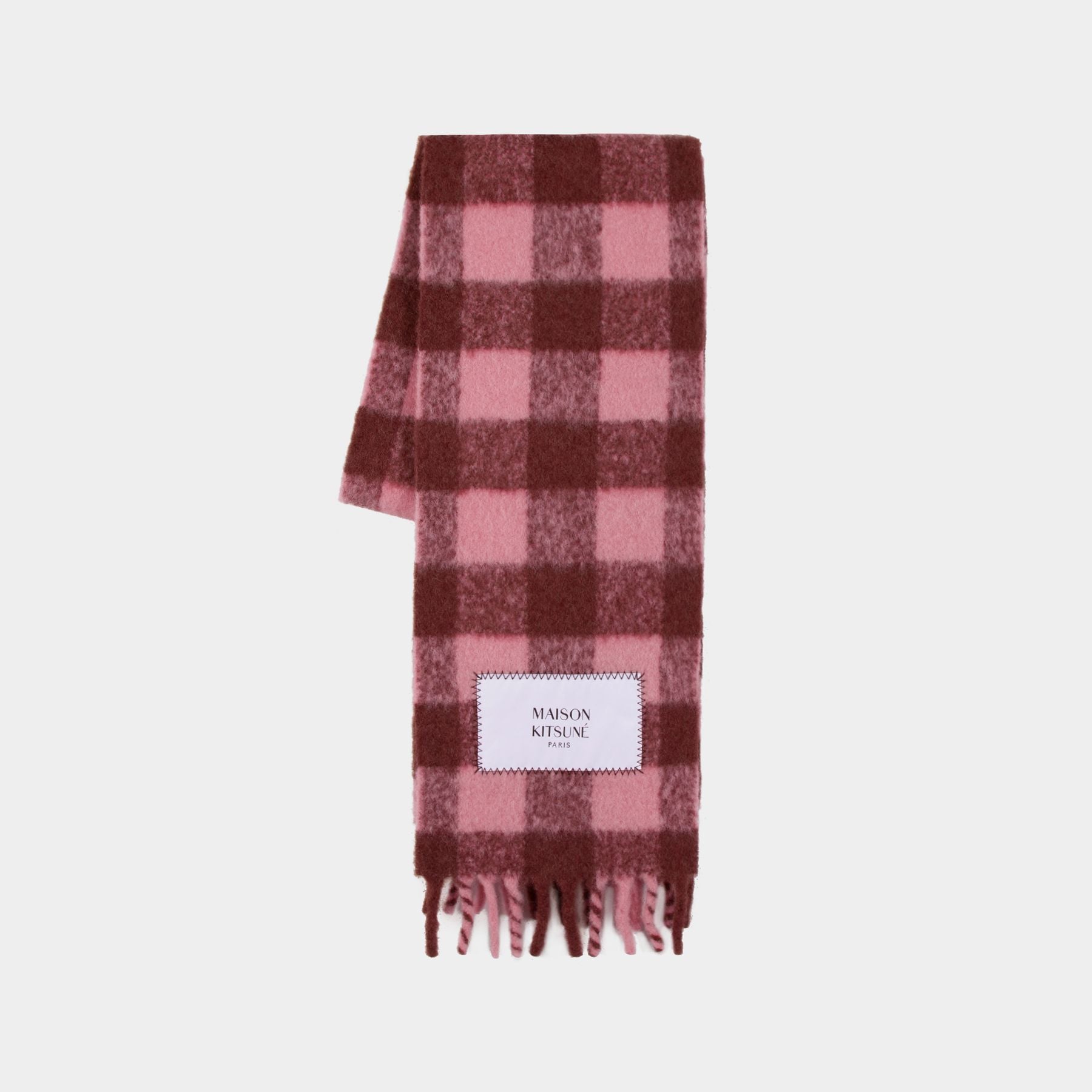 小物 MAISON KITSUNE JACQUARD SCARF MAISON KITSUNE JACQUARD SCARF WINE LEES BLACK DESIGN – rue