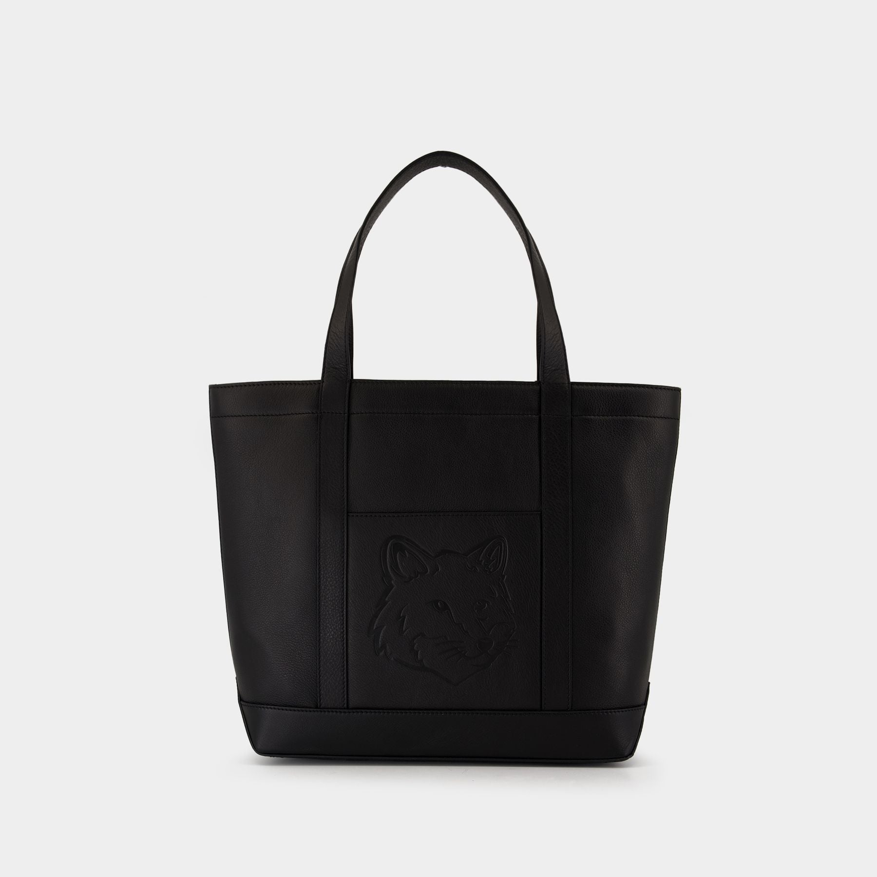 Fox Head Medium Shopper Bag - Maison Kitsune - Leather - Black