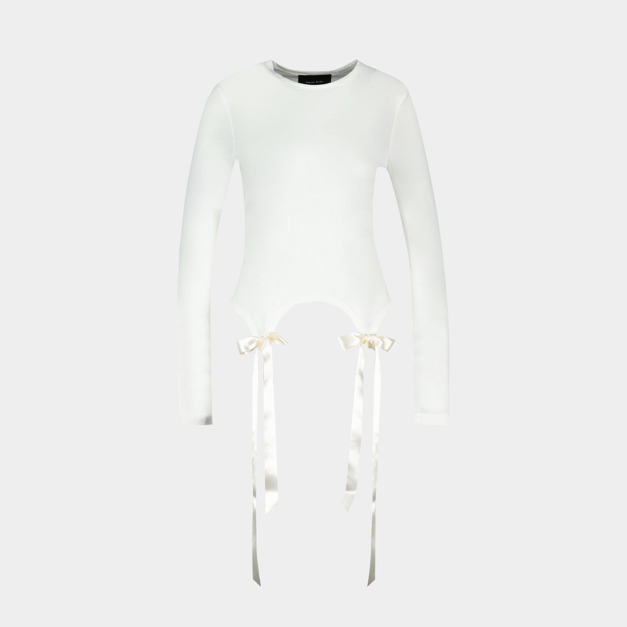 トップス Simone Rocha BOW TAIL T-SHIRT Bow Tail Easy Long Sleeve T-Shirt - Simone Rocha - Synthetic - Ivory