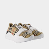 Mf Tnr New Regis M Check Sneakers - Burberry - Cotton - Beige