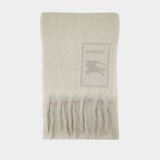 Mu Brushed Scarf - Burberry - Wool - White