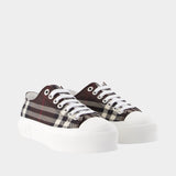 Jack Large Check Sneakers - Burberry - Nylon - Brown