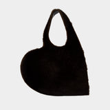 Faux Fur Heart Shoulder Bag - Coperni - Synthetic - Brown