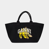 Xxl Banana Shopper Bag - Ganni - Cotton - Black