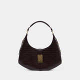 Kat Small Croco Shoulder Bag - Ganni - Synthetic - Dark Brown