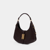 Kat Small Croco Shoulder Bag - Ganni - Synthetic - Dark Brown