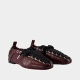 Ballerinas Eyelets Lace Up Pelinova - Ganni - Leather - Bordeaux