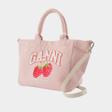 Small Easy Shopping Bag - Ganni - Cotton - Pink